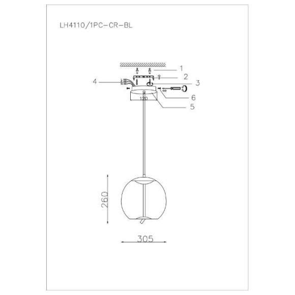 Подвесной светильник Lumien Hall AVILA LH4110/1PC-CR-BL Подвесной светильник Lumien Hall AVILA LH4110/1PC-CR-BL