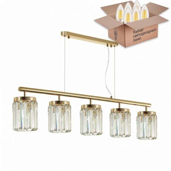 Подвесная люстра с лампочками  Odeon Light Vassa 4987/5+Lamps E14 Свеча Подвесная люстра с лампочками  Odeon Light Vassa 4987/5+Lamps E14 Свеча