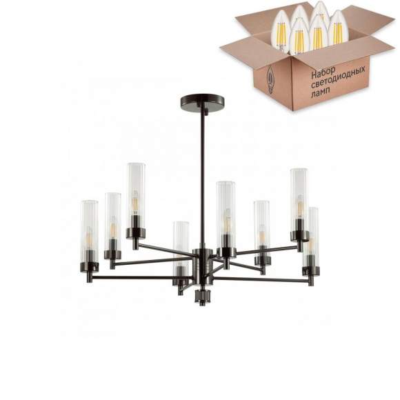 Люстра на штанге с лампочками Lumion Kamilla 5275/8C+Lamps E14 Свеча Люстра на штанге с лампочками Lumion Kamilla 5275/8C+Lamps E14 Свеча