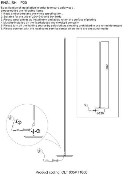 Торшер Crystal Lux CLT 035PT1600 BL Торшер Crystal Lux CLT 035PT1600 BL