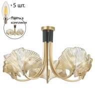Подвесная люстра Odeon Light Ventaglio с лампочками 4870/5+Lamps E14 Свеча