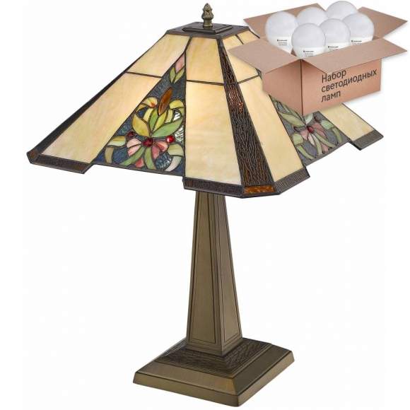 Настольный светильник с лампочками Velante 845-804-02+Lamps E27 P45