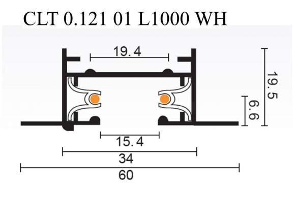 Однофазный встраиваемый шинопровод 1м. CLT 0.121 Crystal Lux CLT 0.121 01 L1000 WH