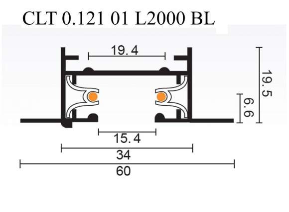 Однофазный встраиваемый шинопровод 2м. CLT 0.121 Crystal Lux CLT 0.121 01 L2000 BL