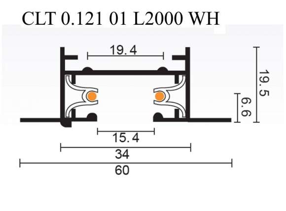 Однофазный встраиваемый шинопровод 2м. CLT 0.121 Crystal Lux CLT 0.121 01 L2000 WH