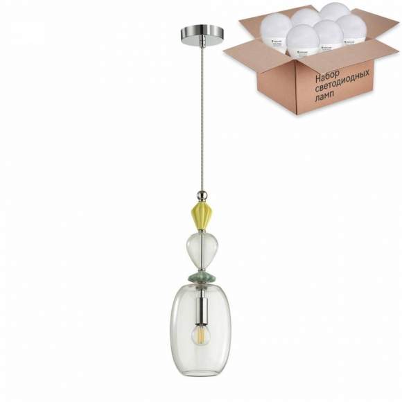 Подвесной светильник Odeon Light Bizet с лампочкой 4893/1B+Lamps E14 P45