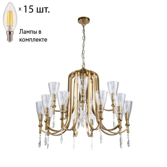 Подвесная люстра с лампочками Favourite Lyra 2968-15P+Lamps E14 Свеча