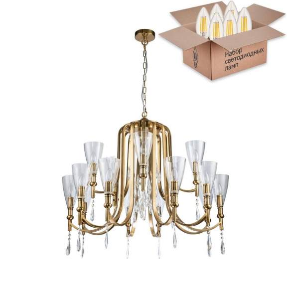 Подвесная люстра с лампочками Favourite Lyra 2968-15P+Lamps E14 Свеча Подвесная люстра с лампочками Favourite Lyra 2968-15P+Lamps E14 Свеча