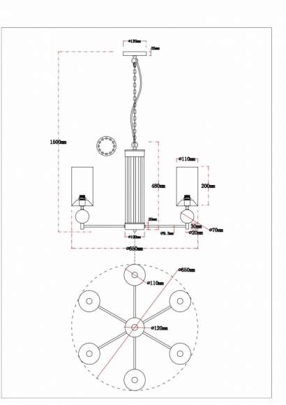 Подвесная люстра Arte Lamp Matar A4027LM-6PB