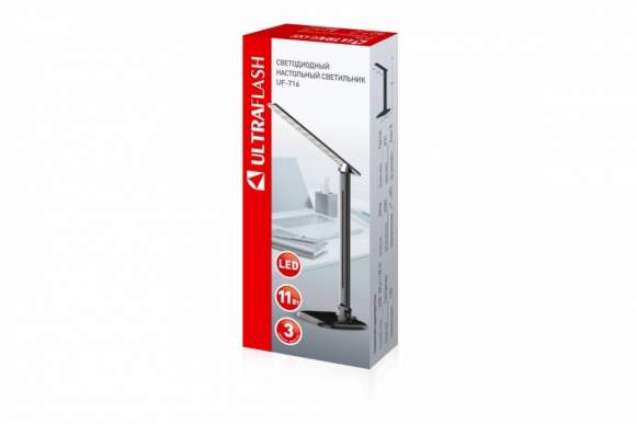 Настольный светодиодный светильник Ultraflash UF-716 C02 черный 13788 Настольный светодиодный светильник Ultraflash UF-716 C02 черный 13788