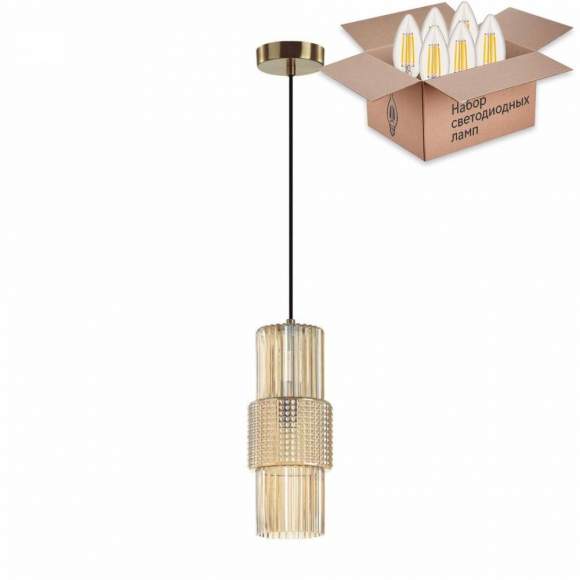 Подвесной светильник Odeon Pimpa с лампочкой 5019/1+Lamps E14 Свеча