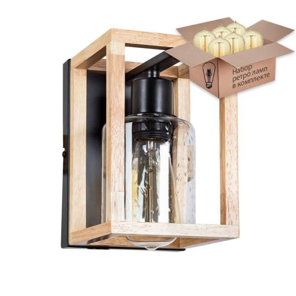 Бра с ретро лампой Arte Lamp DUBLIN A7025AP-1BK+Retro Lamps Бра с ретро лампой Arte Lamp DUBLIN A7025AP-1BK+Retro Lamps