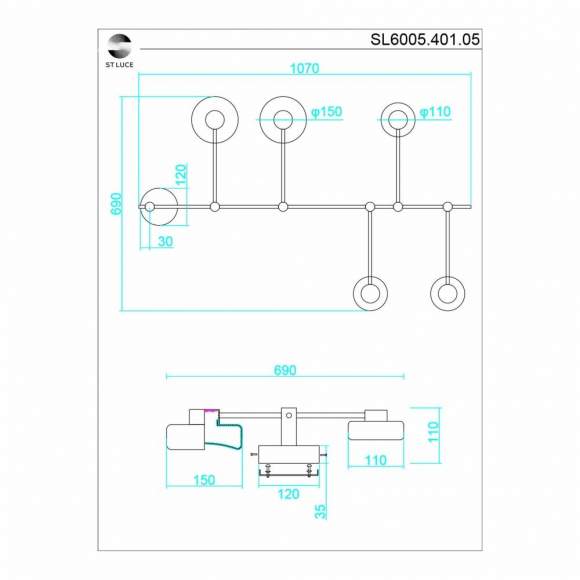Настенно-потолочный светильник ST Luce Vallo SL6005.401.05