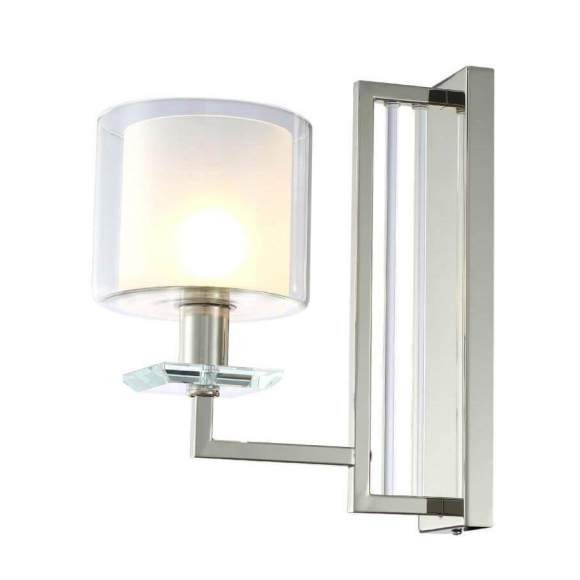 Бра Crystal Lux с лампочкой NICOLAS AP1 NICKEL/WHITE+Lamps E14 P45 Бра Crystal Lux с лампочкой NICOLAS AP1 NICKEL/WHITE+Lamps E14 P45