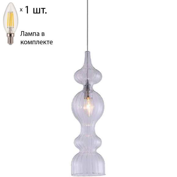 Подвесной светильник Crystal Lux с лампочкой Iris SP1 A Transparent+Lamps E14 Свеча