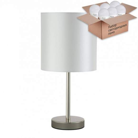 Настольная лампа Crystal Lux с лампочкой SERGIO LG1 NICKEL+Lamps E14 P45 Настольная лампа Crystal Lux с лампочкой SERGIO LG1 NICKEL+Lamps E14 P45