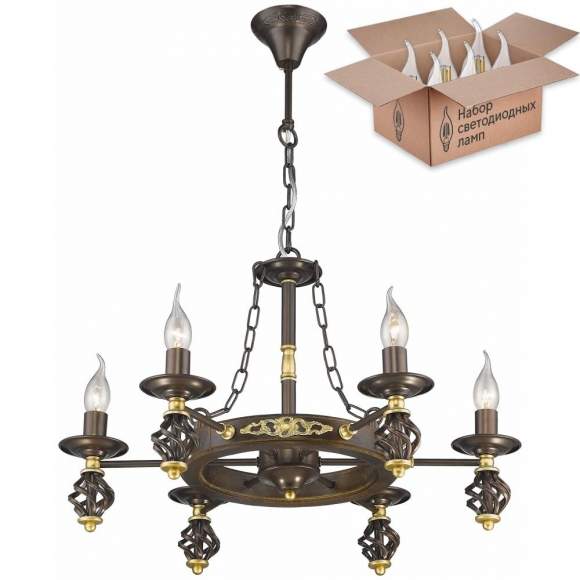 Подвесная люстра с лампочками Velante 536-723-06+Lamps E14 Свеча Подвесная люстра с лампочками Velante 536-723-06+Lamps E14 Свеча