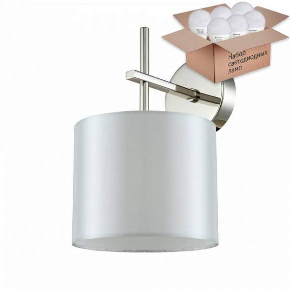 Бра Crystal Lux с лампочкой SERGIO AP1 NICKEL+Lamps E14 P45 Бра Crystal Lux с лампочкой SERGIO AP1 NICKEL+Lamps E14 P45