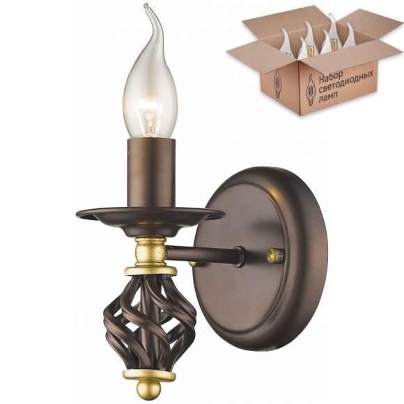 Бра с лампочкой Velante 536-721-01+Lamps E14 Свеча Бра с лампочкой Velante 536-721-01+Lamps E14 Свеча