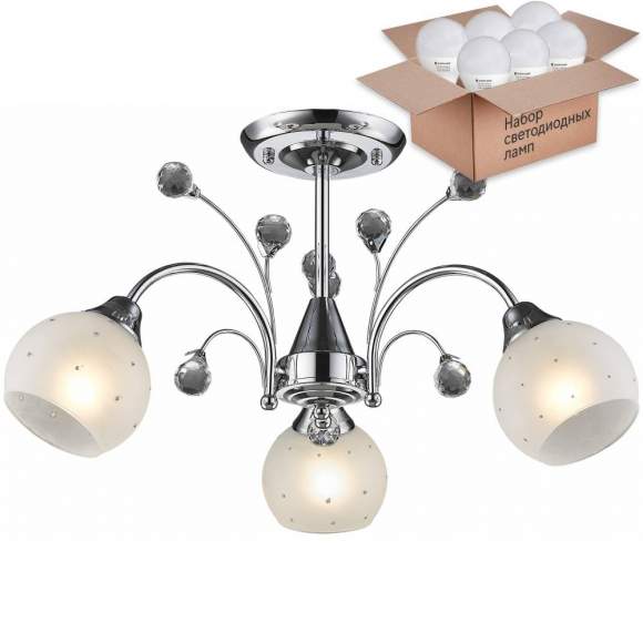 Потолочная люстра с лампочками Velante 707-107-03+Lamps E27 P45