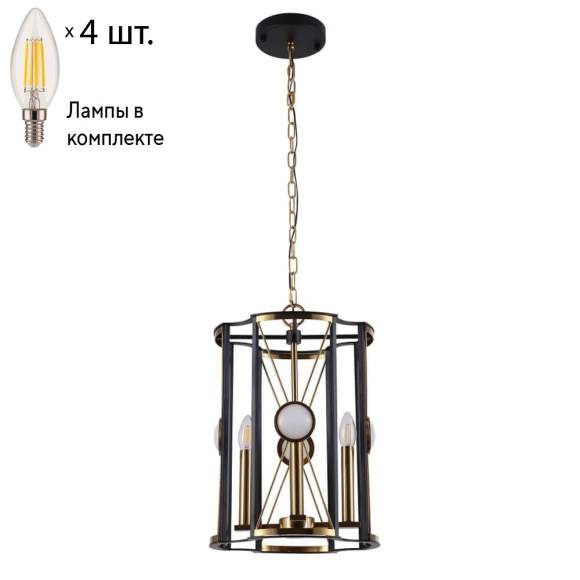 Подвесная люстра Crystal Lux с лампочками Tandem SP4 D410 GOLD+Lamps E14 Свеча