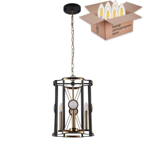 Подвесная люстра Crystal Lux с лампочками Tandem SP4 D410 GOLD+Lamps E14 Свеча Подвесная люстра Crystal Lux с лампочками Tandem SP4 D410 GOLD+Lamps E14 Свеча