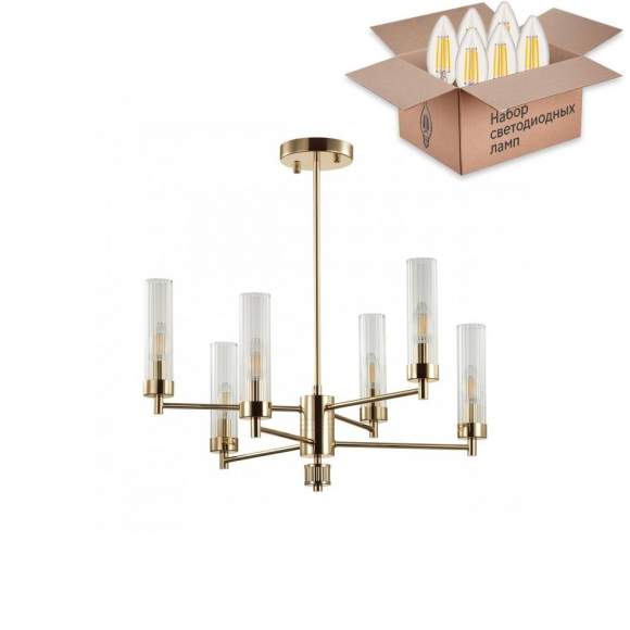 Люстра на штанге с лампочками Lumion Kamilla 5274/6C+Lamps E14 Свеча