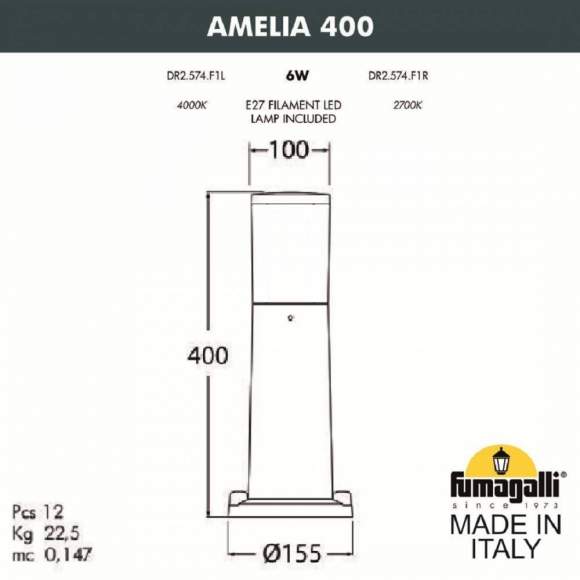 DR2.574.000.LYF1R Ландшафтный светильник Fumagalli Amelia 400