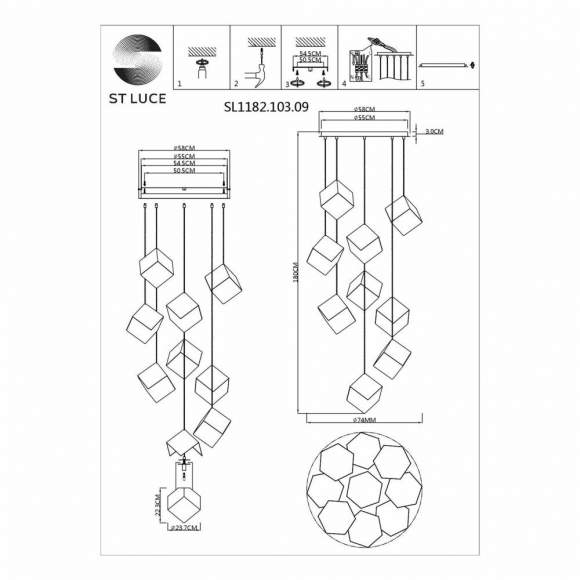 Подвесной светильник ST Luce Riello SL1182.203.12 Подвесной светильник ST Luce Riello SL1182.203.12