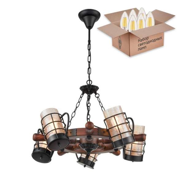 Подвесная люстра с лампочками Velante 561-703-05+Lamps E27 Свеча Подвесная люстра с лампочками Velante 561-703-05+Lamps E27 Свеча
