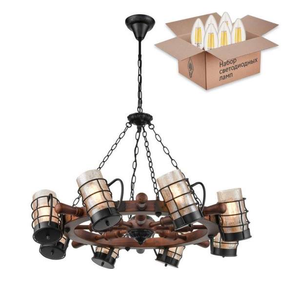 Подвесная люстра с лампочками Velante 561-703-08+Lamps E27 Свеча Подвесная люстра с лампочками Velante 561-703-08+Lamps E27 Свеча