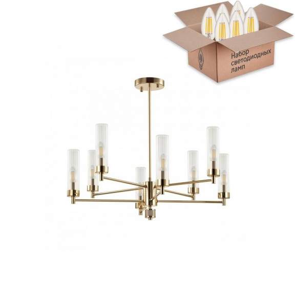 Люстра на штанге с лампочками Lumion Kamilla 5274/8C+Lamps E14 Свеча Люстра на штанге с лампочками Lumion Kamilla 5274/8C+Lamps E14 Свеча