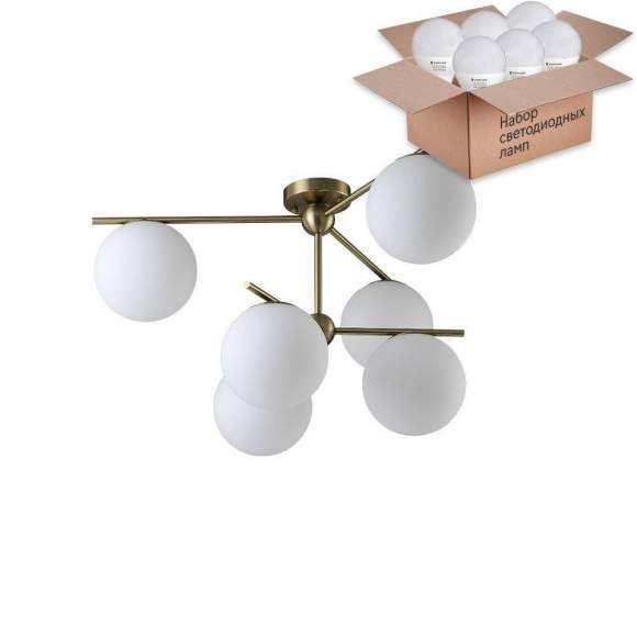 Потолочная люстра Crystal Lux с лампочками FELIZ SP-PL6 BRONZE/WHITE+Lamps E27 P45 Потолочная люстра Crystal Lux с лампочками FELIZ SP-PL6 BRONZE/WHITE+Lamps E27 P45