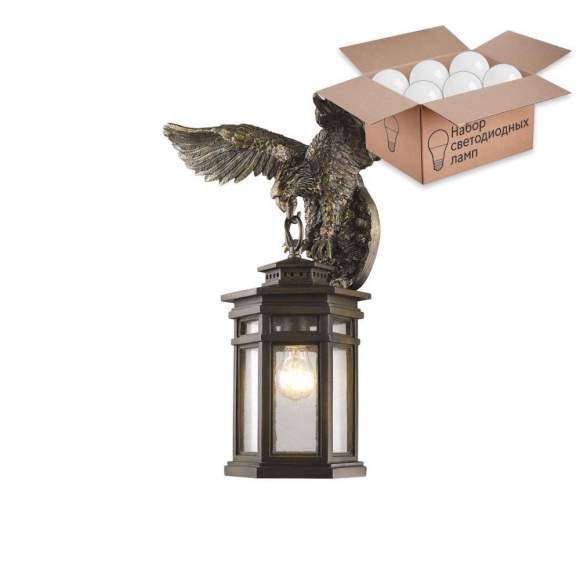 Настенный уличный светильник  с лампочкой Favourite 1458-1W+Lamps А60 Настенный уличный светильник  с лампочкой Favourite 1458-1W+Lamps А60