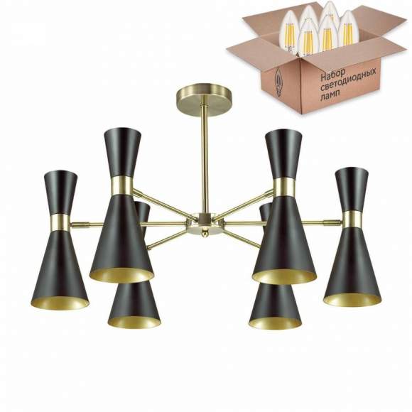 Люстра на штанге с лампочками Lumion Quinn 3662/6C+Lamps E14 Свеча
