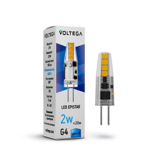 Светодиодная лампа G4 2W 4000К (белый) Simple Voltega 7143