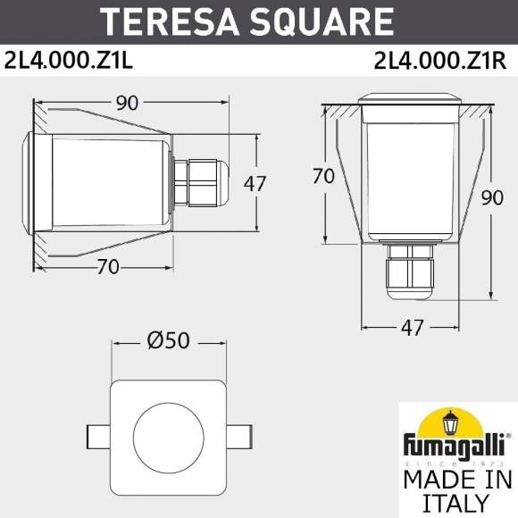 Уличный встраиваемы светильник Fumagalli TERESA SQUARE 2L4.000.000.LXZ1L