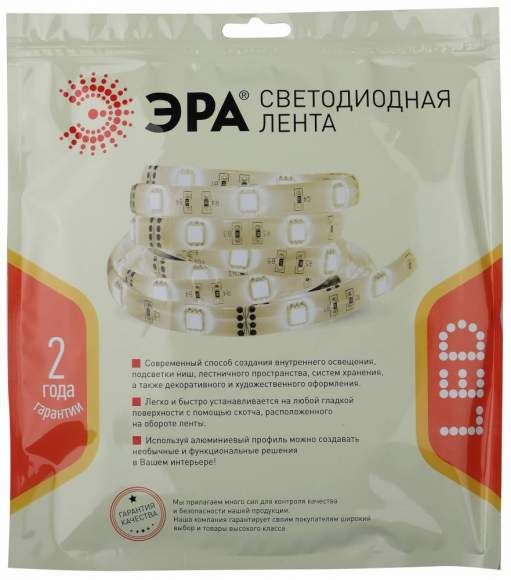 5м. Светодиодная лента теплого цвета 2835, 3000К, 4,8W, 24V, 60LED/m, IP65 Эра - LS2835-4,8-60-24-65-3000К-5m (Б0043110) 5м. Светодиодная лента теплого цвета 2835, 3000К, 4,8W, 24V, 60LED/m, IP65 Эра - LS2835-4,8-60-24-65-3000К-5m (Б0043110)