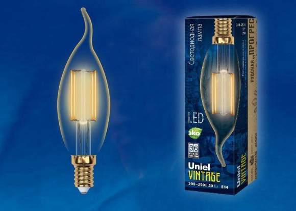 Ретро лампа E14 5W 2250K (теплый) Vintage Uniel LED-CW35-5W-GOLDEN-E14 GLV21GO (UL-00002397) Ретро лампа E14 5W 2250K (теплый) Vintage Uniel LED-CW35-5W-GOLDEN-E14 GLV21GO (UL-00002397)