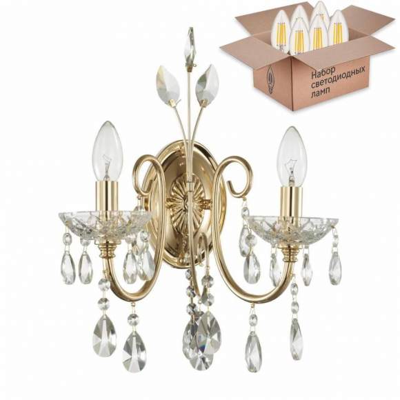 Бра Odeon Light Versia с лампочками 4977/2W+Lamps E14 Свеча