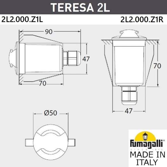 Уличный встраиваемы светильник Fumagalli TERESA 2L 2L2.000.000.LXZ1L