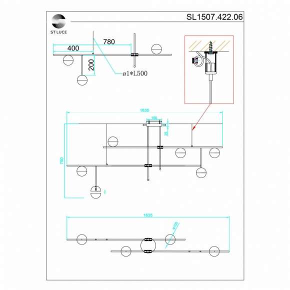 Потолочная люстра ST Luce Albero SL1507.422.06 Потолочная люстра ST Luce Albero SL1507.422.06