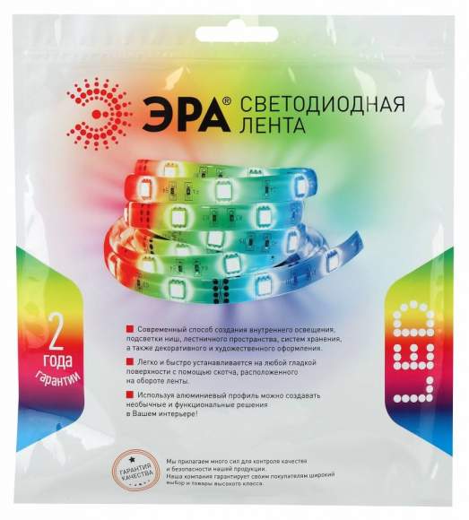 5м. Светодиодная лента RGB 5050, 14,4W, 24V, 60LED/m, IP33 Эра - LS5050-14,4-60-24-33-RGB-5m (Б0043112) 5м. Светодиодная лента RGB 5050, 14,4W, 24V, 60LED/m, IP33 Эра - LS5050-14,4-60-24-33-RGB-5m (Б0043112)