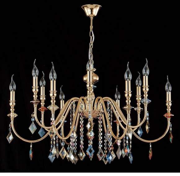 Люстра подвесная Crystal Lux с лампочками MERCEDES SP6+6 GOLD/COLOR+Lamps E14 Свеча