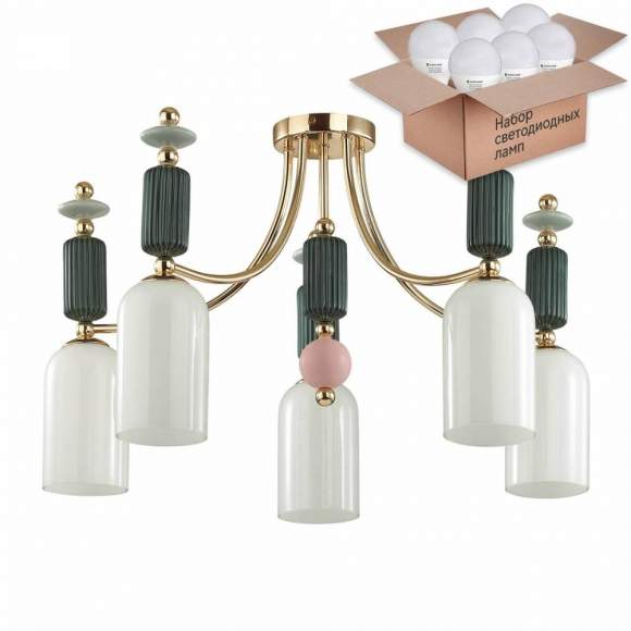 Потолочная люстра с лампочками deon Light Candy 4861/5C+Lamps E14 P45 Потолочная люстра с лампочками deon Light Candy 4861/5C+Lamps E14 P45