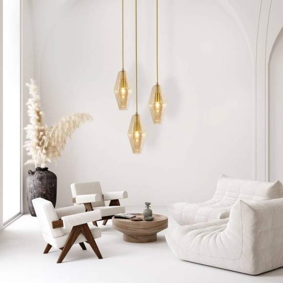 Подвесной светильник Prism Eurosvet 50236/3 янтарный Подвесной светильник Prism Eurosvet 50236/3 янтарный