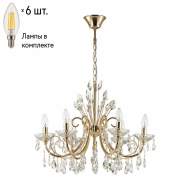 Подвесная люстра с лампочками Odeon Light Versia 4977/6+Lamps E14 Свеча