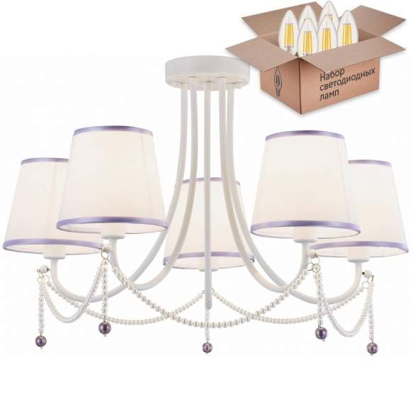Потолочная люстра с лампочками Velante 314-007-05+Lamps E14 Свеча