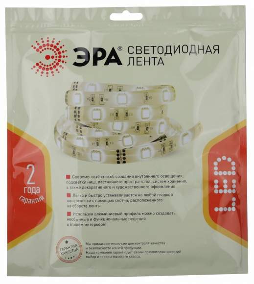 5м. Светодиодная лента белого цвета 5050, 4000К, 14,4W, 24V, 60LED/m, IP33 Эра - LS5050-14,4-60-24-33-4000К-5m (Б0043114) 5м. Светодиодная лента белого цвета 5050, 4000К, 14,4W, 24V, 60LED/m, IP33 Эра - LS5050-14,4-60-24-33-4000К-5m (Б0043114)