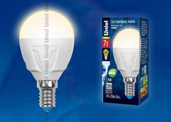 Светодиодная лампа E14 7W 3000K (теплый) Uniel LED-G45 7W-WW-E14-FR PLP01WH (UL-00002419) Светодиодная лампа E14 7W 3000K (теплый) Uniel LED-G45 7W-WW-E14-FR PLP01WH (UL-00002419)